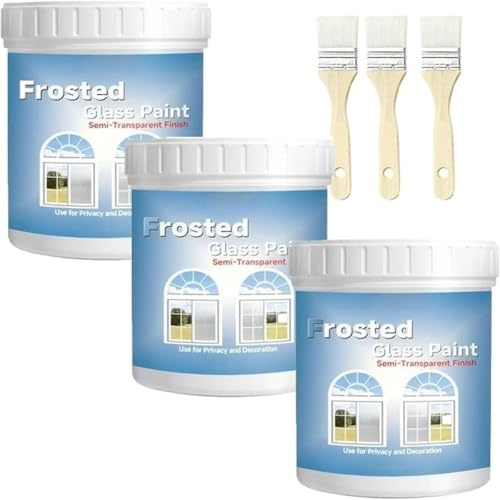 Milchglasfarbe für Privatsphäre, Fenster Sichtschutzfolie Farbe, DIY Glas Frosted Spray, Malerei Kit mit Werkzeugen, Wasserdicht & UV-beständig, Streifenfreier Glanz, für Badezimmer, Küche, Schiebetür
