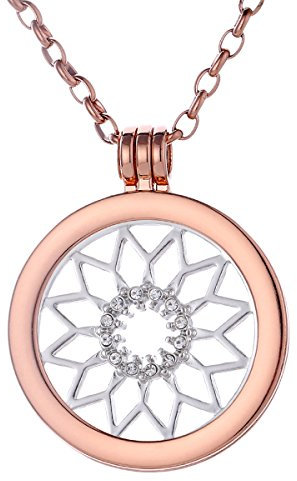 Morella Damen Halskette Rosegold 70 cm Edelstahl mit Anhänger und Coin 33 mm Sonnensymbol in Schmuckbeutel