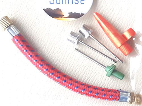 Cybersunrise Kit adaptateur pompe vélo – Lot de 5 raccords de valve aiguille et tuyau flexible