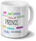 printplanet Tasse mit Namen Prinz - Motiv Positive Eigenschaften - Namenstasse, Kaffeebecher, Mug, Becher, Kaffeetasse - Farbe Weiß