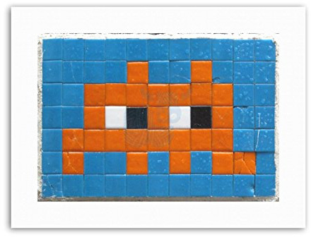 PIXEL MONSTER SPACE INVADER ORANGE TILES Poster Canvas art Prints
