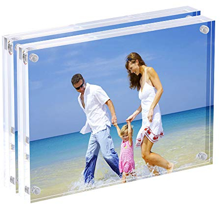 AMEITECH Cadres Photo acryliques 15 x 20 cm, Cadre Photo Bloc magnétique en Acrylique, écran Photo sans Cadre de Bureau - Lot de 2