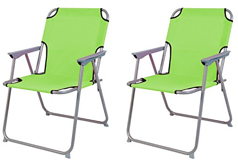 2 Stück Campingstuhl Faltstuhl Stoff Oxfort Lime Grün Klappstuhl Anglerstuhl Regiestuhl Angelstuhl Metall B 53 x T 46 x H 74 cm