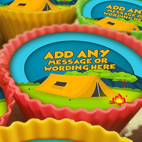 20 x Personalised Camping Tent 5cm High Resolution Cupcake Toppers