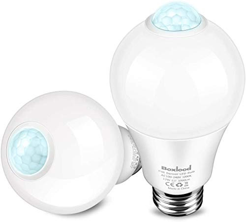 Motion Sensor LED Light Bulb with Dusk to Dawn, E27 Screw 12W, Equivalent 100W Incandescent, 3000K Warm White, Auto Turn On/Off Security Lighting for Front Door, Hallway, Basement, Stairs (2 Pack)