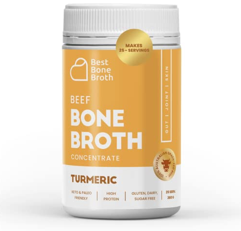 Best Bone Broth Premium Beef Bone Broth Concentrate Turmeric Flavour | Supports Joints, Skin & Gut | No Hormones or Additives | Delicious Natural Flavour | Sourced from AU & NZ Beef - 25 Servings