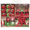 Victor's Workshop Weihnachtskugeln 90 TLG. Christbaumkugeln Set, Plastik Christbaumschmuck für Weihnachtsbaum Dekoration Weihnachtsdeko Party Hausdeko Elfen Thema Rot Grün Weiß