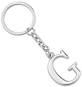 POTIY Porte-clés en argent avec initiale de l'alphabet 26 initiales de A à Z, Argenté, 3