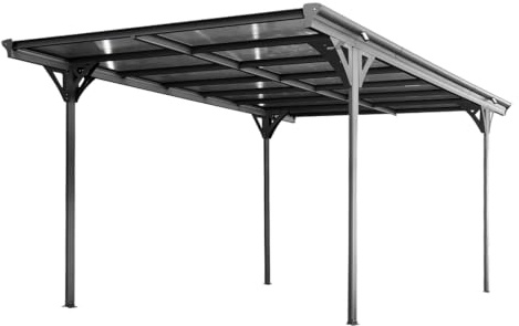 WESTMANN Carport Helsinki 15m² | 503x305x232 cm Grau | Flachdach Überdachung aus Aluminium | Motorrad- & Autounterstand inklusive Regenrinne