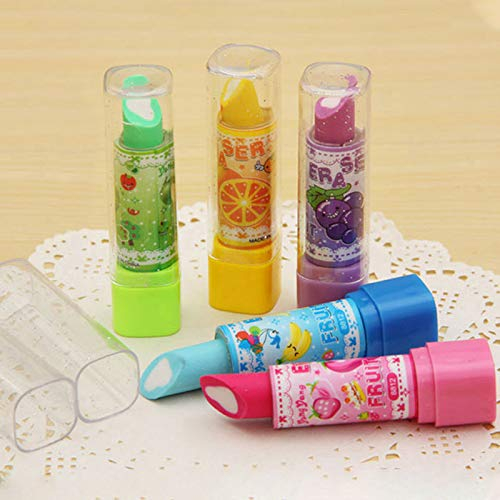 POWERTOOL Lippenstift-Radiergummi, 1 Stück, bunt, niedlich, tragbar, Bleistift-Radiergummi, Geschenk für Schule, Büro, Kinder, Studenten