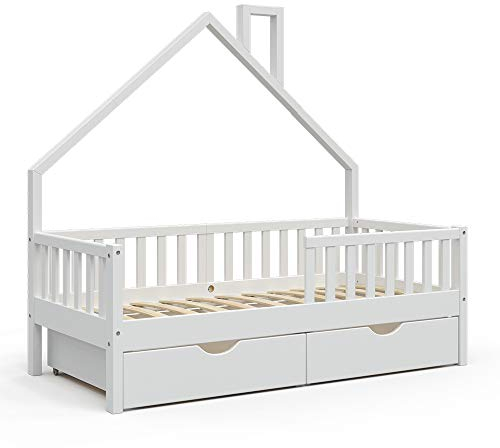 VitaliSpa Hausbett Noemi, Weiß, 80x160 cm mit 2 Schubladen
