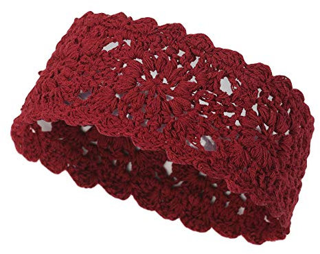 Damen Gestrickt Stirnband Mädchen Breit Strick Haarband (Häkeln Burgund),Einheitsgröße