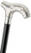 Design- Gehstock SILVER MADAGASKAR, massiver Fritz-Griff versilbert, Stock aus Hartholz seidenmatt schwarz lackiert inkl. Gummipuffer, 100 cm