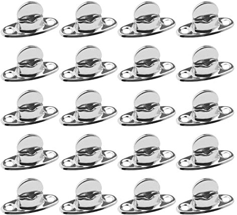 ECSiNG 20Pcs Turn Button Locks for Car Seat Cover Boat Canopy Cover Handbag Metal Silver 2 Hole Base Stud Replacement Accessories 14x32mm