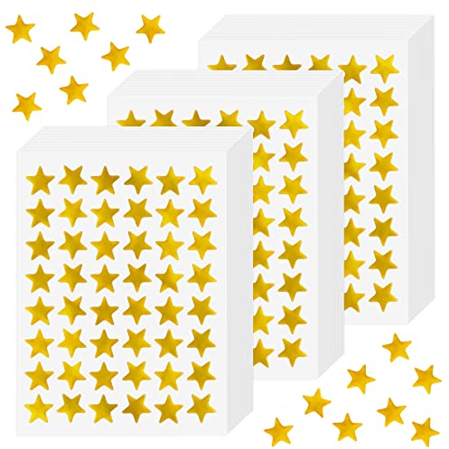 Prasacco 1440 Stück Kleine Goldfolie Sternaufkleber für Kinder Belohnung Schüler Lehrer - 1,3 cm Durchmesser Sterne Aufkleber Sticker Glitzer (Gold)