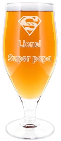 Ocadeau Personalisierbares Bierglas auf Fuß mit Textgravur - Transparentes Glas mit Lasergravur Ihres Texts - Bierglas 50cl auf Fuß zum Selbstgestalten mit Einer Gravur Ihrer Wahl