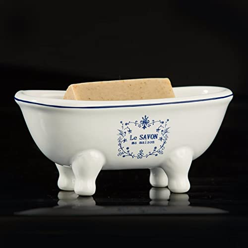 1 Piece 5.7 Aqua Eden Mini Ceramic Clawfoot Double Ended Bathtub Soap Dish Vintage Decortative Soap Dish