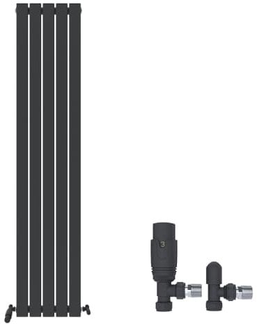 iBathUK Apex Tall Vertical Radiator with Mirror, Single Flat Panel, Wall Mounted for Bathroom,Kitchen,Living Room with Radiator Valve