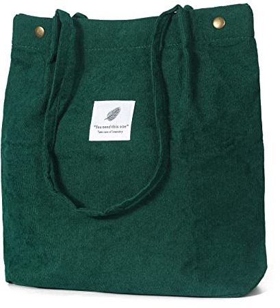 iophi Mode Strandtasche Tote Bag, Leichte Cord Tasche Damen Jutebeutel Umhängetasche Shopper Damen Groß Beutel für Schule, Arbeit, Einkaufen, Reisen und den Täglichen Gebrauch (Grün)