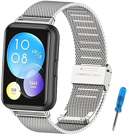 MIJOBS Armband Kompatibel mit Huawei Watch Fit 2/Active/Elegant/Classic Ersatzarmband Metallarmband Edelstahlarmband Smartwatch Zubehör für Huawei Watch Fit2