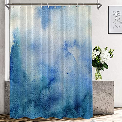 Shrahala Dekorativer Duschvorhang, Seeblau, abstrakt, Ombré-Schnee, Kunst, Badezimmerdekoration, Polyesterfaser, wasserdicht, mit Kunststoffringen für Duschkabine, Badewannen, 182,9 x 152,4 cm