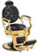 Barberpub Friseurstuhl hydraulische Friseursessel 2933GD, mit Retro/Vintage Stil, 360° drehbar, Kunstleder, Goldrahmen, 113 × 68 × 109 cm (Schwarz-Gold)