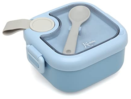 Kiokids Caja Amuerzo Azul Con Cuchara Gris