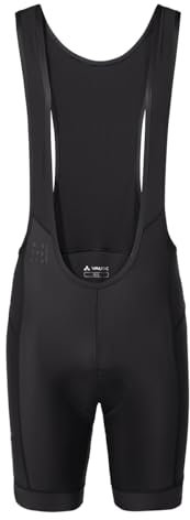 VAUDE Posta Bib Tights Radhose Herren kurz, bequeme Fahrradhose für Herren mit Träger & R-Pad Sitzpolster für sportliche Rennrad-Fahrten, schnelltrocknend & atmungsaktiv – Schwarz, XL