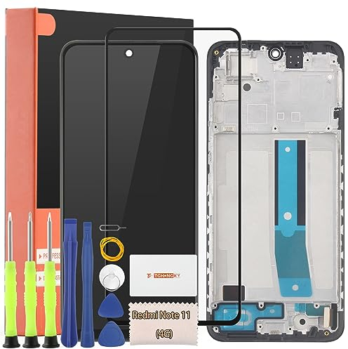 TGHongKy para Xiaomi Redmi Note 11 Pantalla para Redmi Note 11 2201117TG Pantalla LCD Reemplazo de Repuesto Ensamblaje Digitalizador con Reparación Herramientas - [Negro con Marco]