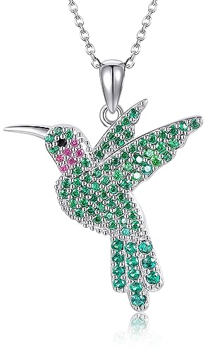 URONE Kolibri Kette 925 Sterling Silber Kolibri Anhänger Halskette Kolibri Schmuck Geschenke für Damen