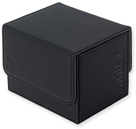 Vault X Caja para mazos de cartas coleccionables de carga lateral, 100+ cartas, material Exo-Tec de primera calidad, tapa magnética extraíble, MTG Commander, TCG (Negro)