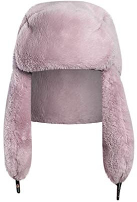 Mashaouyo Damenwinterplüsch gefälschte Dicke Hut-Gehörschutz Gebirgsjäger Mütze (Hot Pink, One Size)