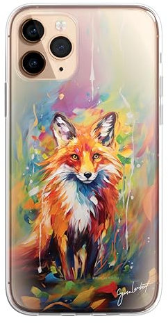 SmartGiftShop British birds Woodland Animals Case OIL Palette Knife Art CLEAR Phone Cover Case Exclusive Artwork for iPhone 13 Pro Max - Fox B