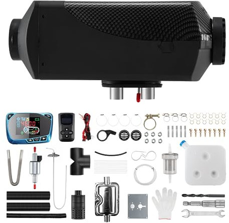 Redriver Calefacción Estacionaria, 8KW Calefaccion Diesel 12V/24V Pantalla LCD, Calentador de Aire Diésel Control Remoto, Bajo Consumo para Coche Furgoneta, Automóvil Camiones Barco Autobús(Gris)