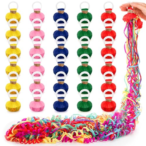 Lawei 30 Pack Throw Streamers, Colorful Hand Throw Confetti Poppers, No Mess Paper Crackers, Romantic Confetti Streamer for Wedding, Birthday, Party, Graduation, Celebrations, Party Favors