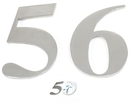 Sinxioer Numero civico in acciaio inox autoadesivo - Numero civico adesivo altezza 5 cm - numero stradale - numeri porta design(5)