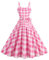 Robe vichy rose vintage années 50 rockabilly années 1950 sans manches à bretelles spaghetti trapèze robe midi cocktail soirée concours de beauté, rose, M