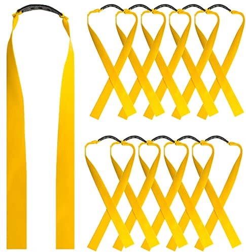 Runzkzy 10 Pieces Catapult Bands Slingshot Flat Rubber Band 0.75mm/1mm/1.2mm Thickness Slingshot Replacement Bands Slingshot Bands Flat Hunting Shooting Catapult Elastic Bungee (0.75mm-yellow)