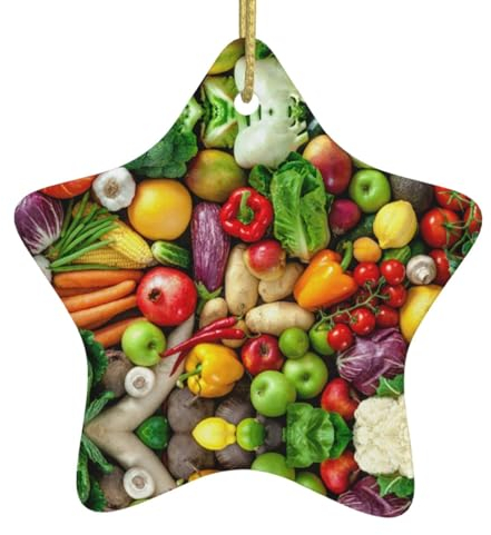 Frisches Obst und Gemüse, doppelseitig, Keramik-Bastelarbeiten, Weihnachtsbaumschmuck, neues Zuhause, Weihnachtsdekoration für den Urlaub