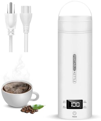 Bouilloire De Voyage,Bouilloire Electrique Portable,220-240V 400ml,Commande Tactile,Faire Bouillir Rapidement,Acier Inoxydable,4 Niveaux De Température,Arrêt Automatique