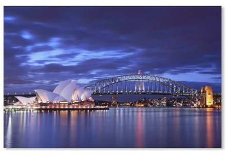 Puzzel Für Erwachsene Jigsaw Puzzle 1000，Beleuchtungslandschaft des Opernhauses von Sydney，DIY Papp Puzzle Einzigartiges Geschenk（38x26cm）-B68