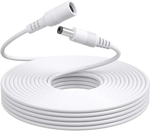 OXZEEWEE Power Extension Cable, 10M 5.5mm x 2.1mm, Compatible with Universal 12V DC Adapter Cord or Wall Charger for Security Camera IP Camera, LED Lights and More(White)