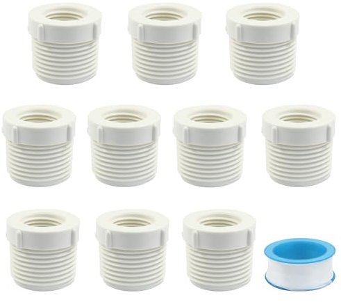 PHITUODA 10 raccordi riduttori per tubi in PVC, boccola, accoppiamento, adattatori per tubi (1/2 x 1)