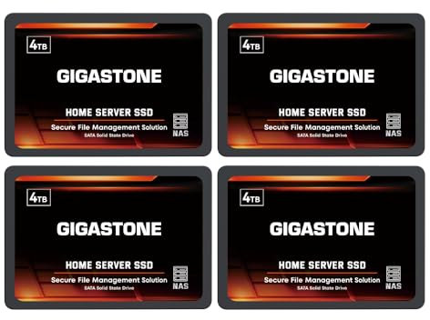 Gigastone Home NAS SSD 4TB (4er-Pack) 24/7 Dauerhaft Hohe Dauerhaltbarkeit Persönlicher Server Cloud Datenspeicher RAID 3D NAND 2,5 Zoll SATA III Interne Solid State Festplatten