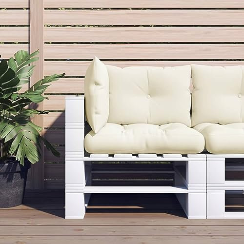 LAPOOH Palettensofa-Auflagen 3 STK Palettenkissen Outdoor, Europaletten Sitzkissen Outdoor, Paletten Rückenkissen, Palettensitzkissen, Creme Stoff