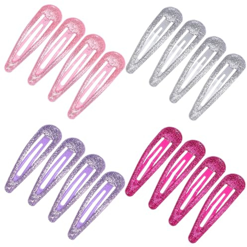 AOZUO 16 Stück Metall Glitzer Haarspangen für Mädchen und Kinder, Bunte Pailletten Zubehör Silber