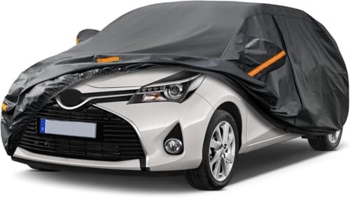 ZFSMHLH Auto Abdeckplane für Toyota Yaris 1999-2022 2023 2024, Wasserdicht Autoabdeckung Autoplane Autoabdeckung Winter Vollgarage Atmungsaktive Auto Zubehör,Black-Plus-Cotton