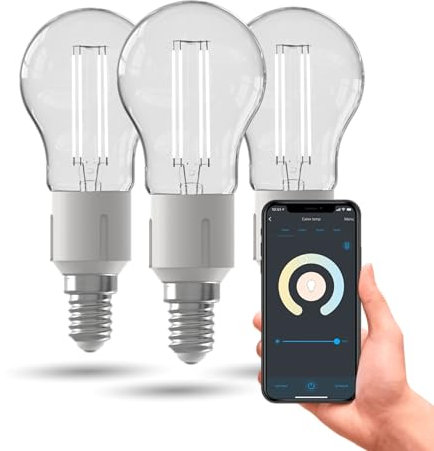 CALEX Smart LED Lampe, E14, Filament, warmweißes Licht, dimmbar, WLAN App- & Sprachsteuerung, 3er Pack