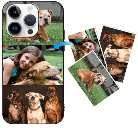 Yoedge Personalised Phone Case for iPhone 14 Pro Max 6.7, Personalised 3 Image Photo custom Design Flexible Soft TPU Silicone Rubber Shockproof Bumper Cover for Girls for iPhone 14 Pro Max, Black