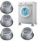 Ensemble de 4 Pieds Anti-Vibration pour Machine à Laver et 1 Balle Attrape-Poils - Pieds en Caoutchouc Antidérapant, Universels, Faciles à Installer, Réduisent le Bruit et Améliorent la Stabilité